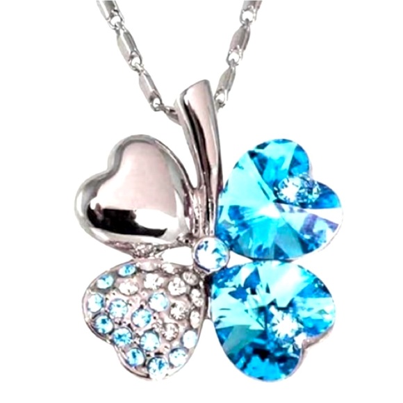 Swarovski Jewelry - Swarovski Turquoise Four Heart Sparkling Necklace